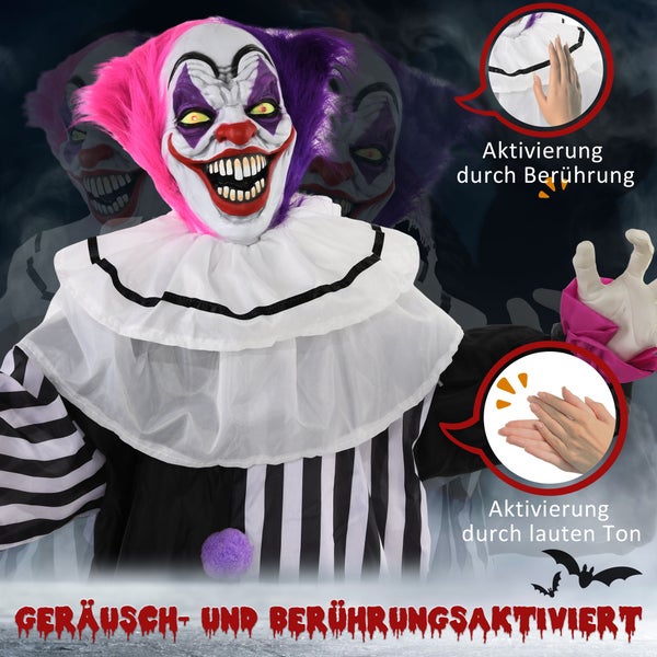Geräusch- und berührungsaktivierter Halloween-Clown mit leuchtenden Augen