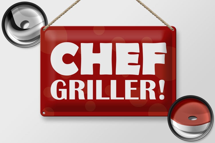 Blechschild Spruch 30x20cm Chef Griller rotes