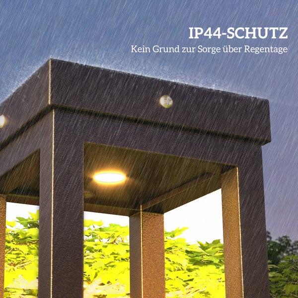 Outsunny Solar Gartenlampe, 12,5cm x 12,5cm x 50cm, Metall, Schwarz