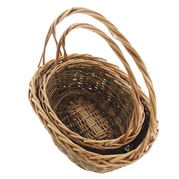 FRANK FLECHTWAREN | Bügelkorb Zopfrand, 2er Set, WEIDE, 33 x 24 x 14 cm, GH 33 cm, 38 x 30 x 16 cm, GH 38 cm