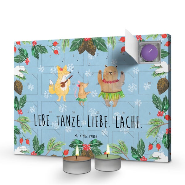 Mr. & Mrs. Panda Duftkerzen Adventskalender Waldtiere Aloha - Blau Pastell