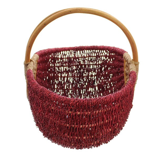 FRANK FLECHTWAREN | Einkaufskorb Rot/Natur, RATTAN, 49 x 34 x 24 cm, GH 38 cm