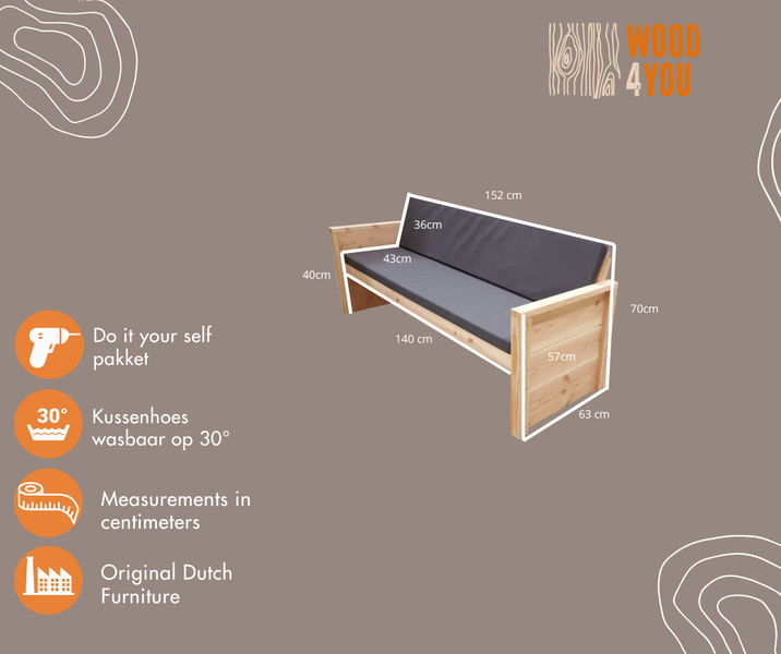 Wood4you - Gartenbank - Bausatz zum Selbermachen 150Lx72Hx63T