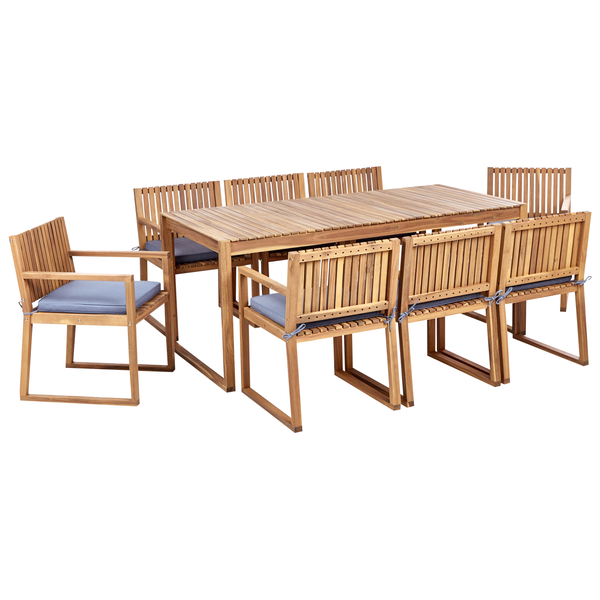 Gartenmöbel Set 8-Sitzer SASSARI II inkl. Kissen zertifiziertes Akazienholz Blau