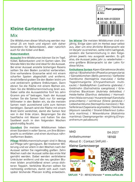 SAFLAX  - Kleine Gartenzwerge - Mix - 1000 Samen