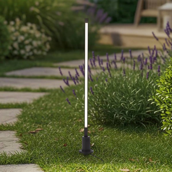 Lindby LED Außenleuchte Neano (Modern) in Schwarz aus Aluminium (1 flammig, ) - Wegeleuchte Pollerleuchte Wegelampe Sockelleuchte