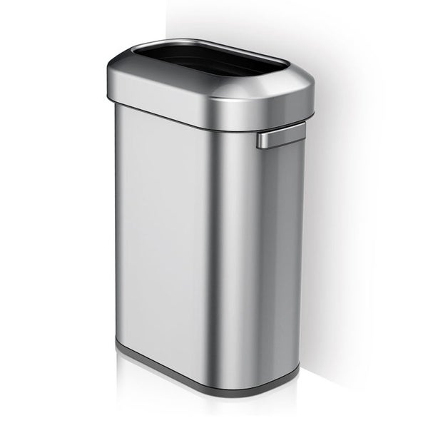PROREGAL Stilvoller Ovaler Offener Abfallsammler Aus Gebürstetem Edelstahl 60 Liter HxBxT 65 x 46,2 x 28,8 cm Silber