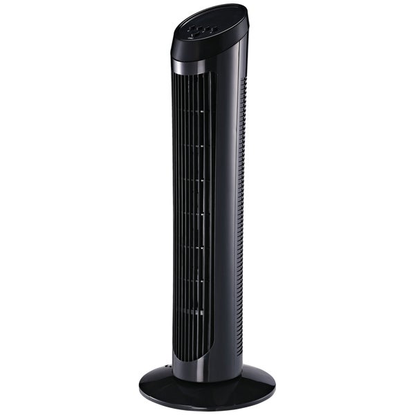 HOMCOM Standventilator 45 W Turmventilator Ventilator leise 3 Belüftungsstufen, 70° Oszillation, ABS, Schwarz, Ø27 x H75 cm