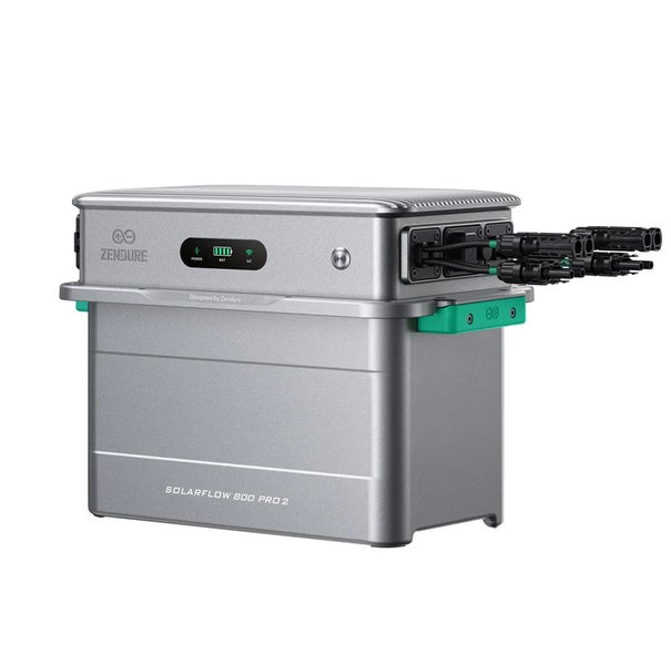 Zendure SolarFlow 800 Pro 2 Speicher für Balkonkraftwerk mit digitaler Anzeige und Anschlüssen.