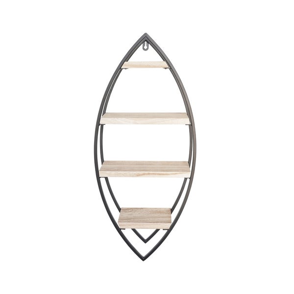 Wandregal oval mit 4 Holzböden – 26x60 cm