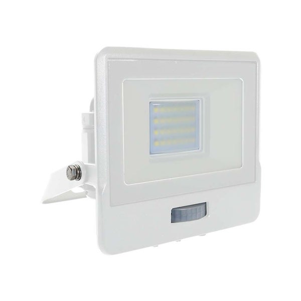 V-TAC VT-128S-W - LED-Flutlichtstrahler mit PIR-Sensor - Samsung - IP65 - Weiß - 20W - 1510 Lumen