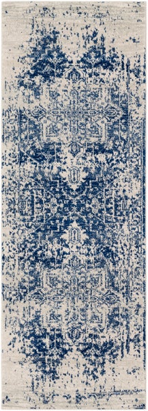 Vintage Orientalischer Flurteppich Blau/Beige 80x220 cm JULIETTE