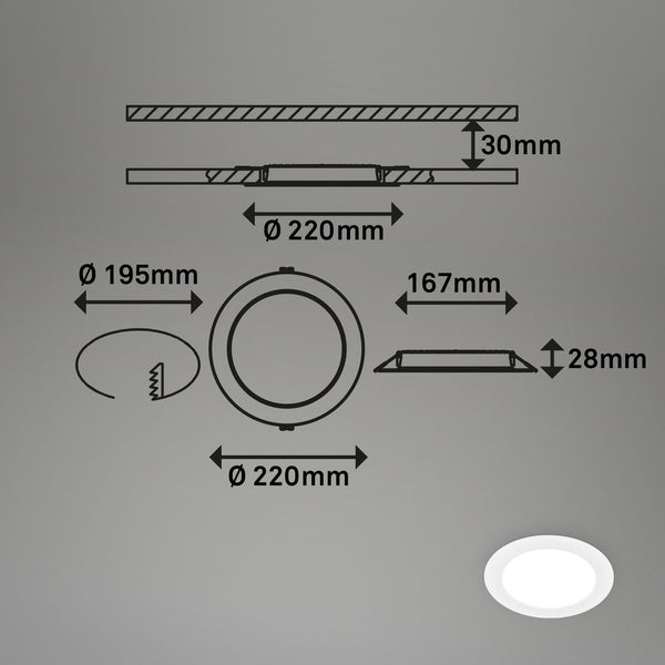 1x LED Einbaustrahler 230V LED Einbauleuchte Spots Flach Neutralweiß 22 cm