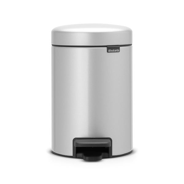 Brabantia Klassischer Tretmülleimer Mit Soft Verschluss 3 Liter HxBxT 26,4 x 16,8 x 23,5 cm Metall Metallik Grau