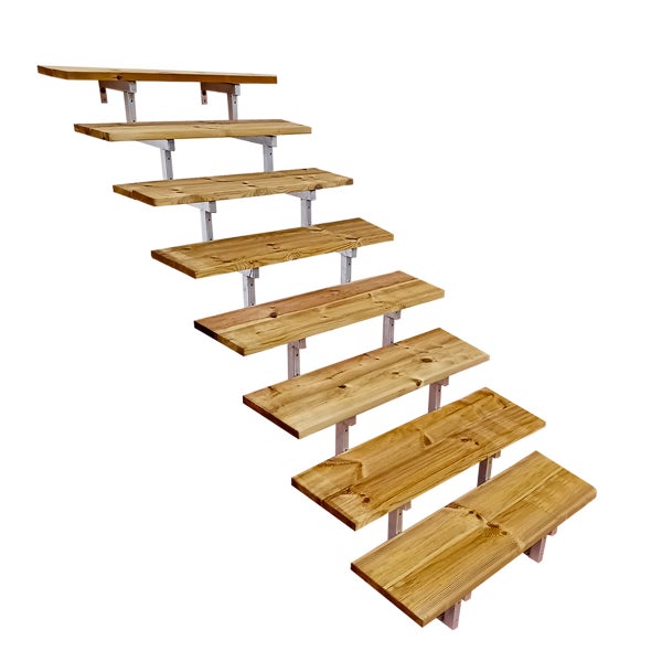 OSLO - Stahltreppe Außen H139cm 8 Treppenstufen Holz KDI Breite 60cm