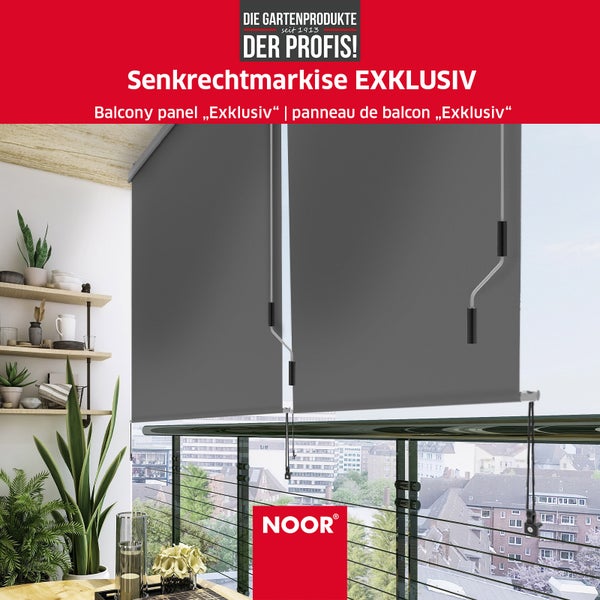 Senkrechtmarkise EXKLUSIV - 150x250 cm - Anthrazit - blickdichter Senkrechtrollo - Sichtschutz Windschutz für Balkon Terrasse - Markise inkl. Befestigung & Kurbel