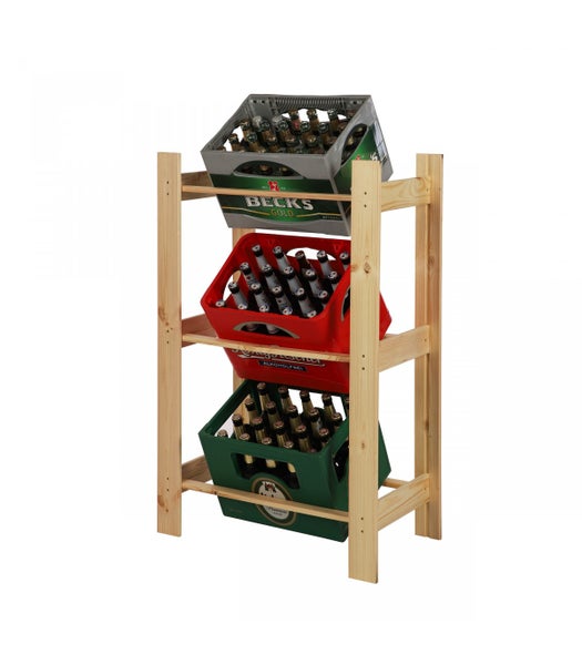PROREGAL Getränkekistenregal Pinepeak HxBxT 107,4 x 70 x 38,8 cm Für 3 Kisten Kiefernholz Natur