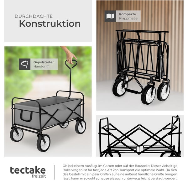 Bollerwagen tectake  Belastbarkeit 80 kg faltbar grau