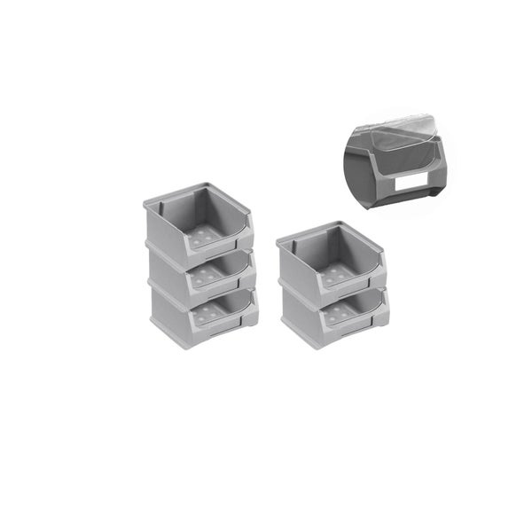PROREGAL SparSet 5 x Graue Sichtlagerbox 1.0 Mit Abdeckung HxBxT 6 x 10 x 10 cm 0,4 Liter Sichtlagerbehälter Sichtlagerkasten