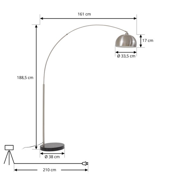 Abbildung einer Bogenlampe mit Maßen