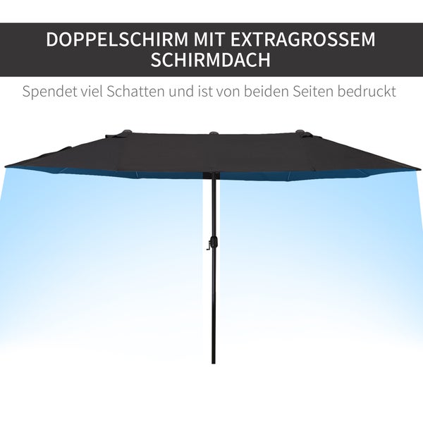 Outsunny Sonnenschirm, L460 x B270 x H240 cm, Stahl, Polyester, ABS, schwarz