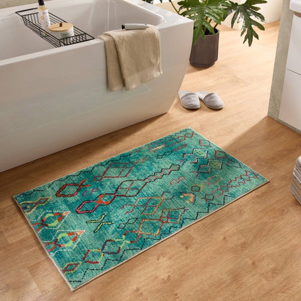 Farbenfrohe weiche Badematte Ariella Türkis 50x60 cm
