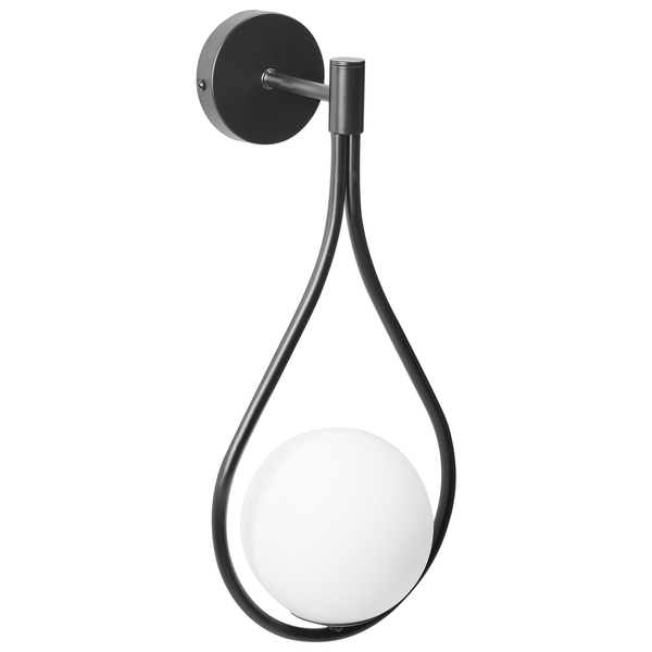 Wandleuchte mit Tropfenform und runder Glühbirne