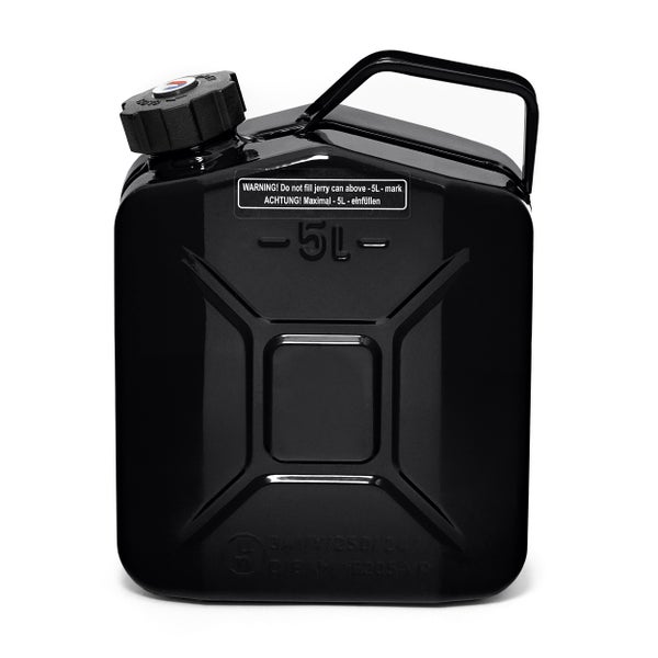 BW® Kraftstoffkanister Metall Benzinkanister 5x 5 Liter mit Schraubverschluss - Schwarz - RAL 9005 - TÜV-geprüft und UN-Zulassung - Made in Europe