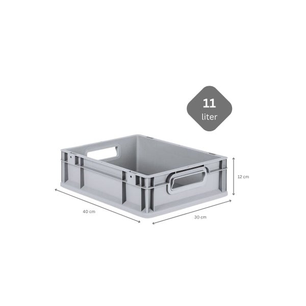 PROREGAL SuperSparSet 5x Eurobox NextGen Grip mit Scharnierdeckel und Grünen Schiebeschnappverschlüssen HxBxT 12 x 30 x 40 cm 11 Liter Griffe