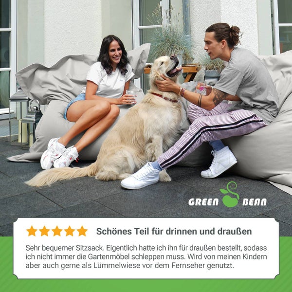 Green Bean Outdoor Sitzsack XXL 140x180cm 380 Liter Kinder & Erwachsene Bean Bag EPS Perlen Füllung Riesensitzsack Groß Liegekissen Waschbar Wetterfest Lounge Chair Sitzkissen Bodenkissen Steingrau