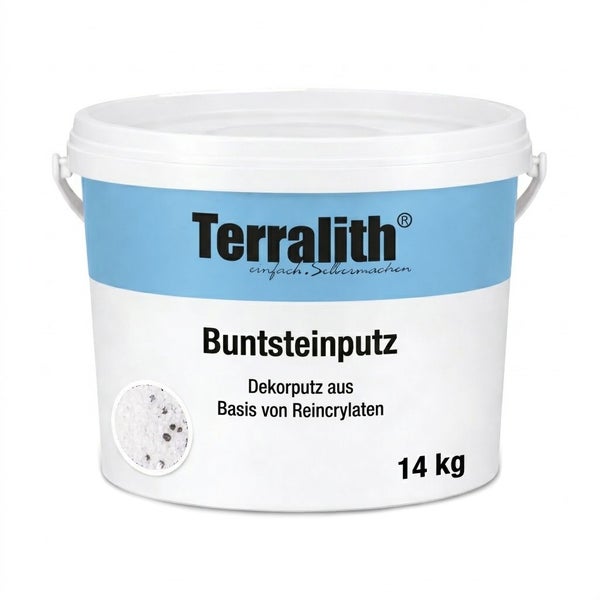 Terralith Buntsteinputz, Dekorputz auf Basis von Reincrylaten, 14 Kilogramm Eimer.
