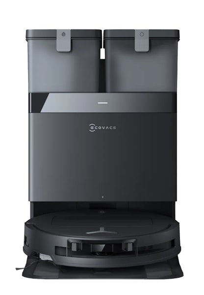 Ecovacs Logo auf einem Saug- und Wischroboter mit Absaugstation