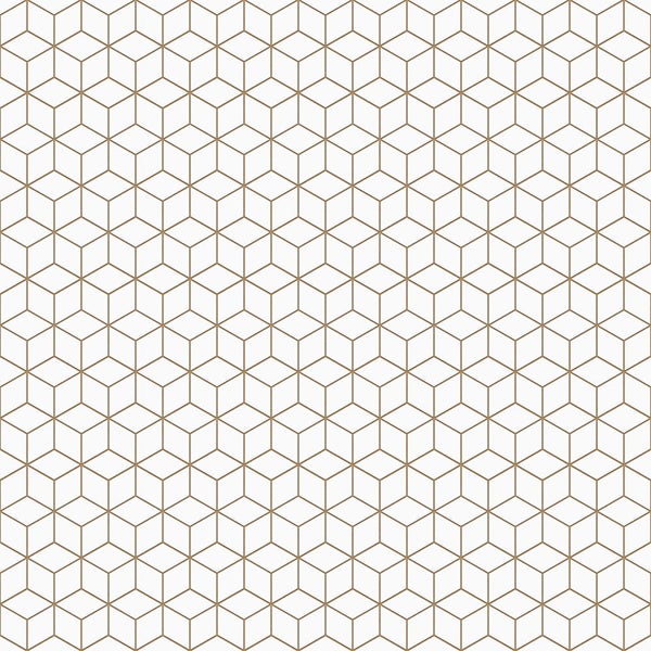 Geometrisches Tapetenmuster mit dreidimensionalem Würfeldesign und feinen Linien.