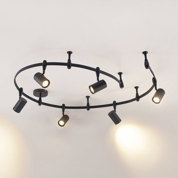 Lindby Stromschienenleuchte Delila (Modern) in Schwarz aus Metall (6 flammig, GU10) - 1-Phasen Stromschiene Stromschienenstrahler Wohnzimmerleuchte