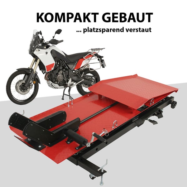 Motorrad auf einer Motorradhebebühne