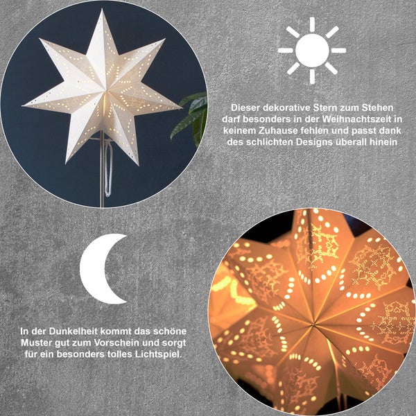 Dekorativer Papierstern mit Muster für die Weihnachtszeit