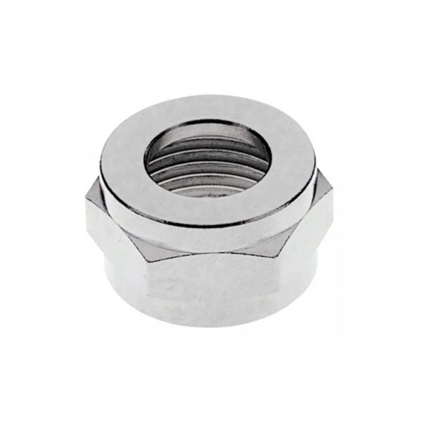 Eine Sechskantmutter mit Flansch aus Metall für verschiedene Befestigungsanwendungen.