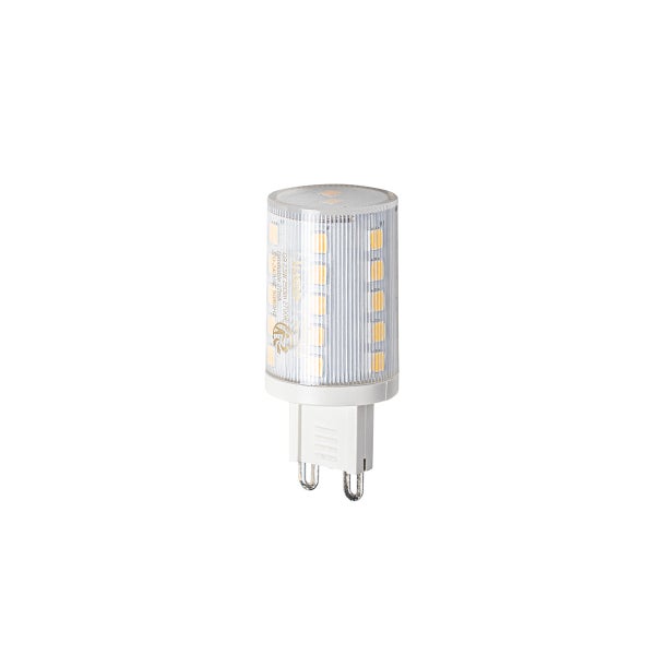 LED-Leuchtmittel G9, 2,5 Watt, dimmbar, warmweiß, zylindrische Form, klare Abdeckung mit sichtbaren LED-Chips.