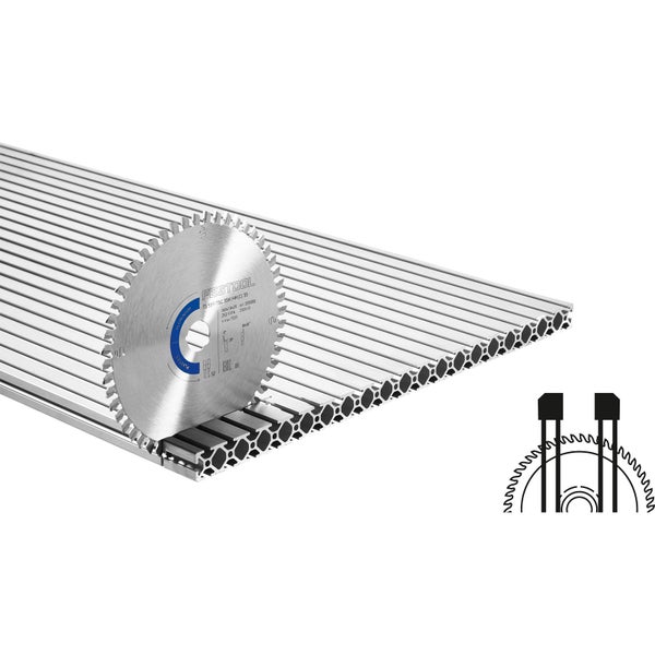 Festool Sägeblatt im Einsatz mit Aluminiumprofilen