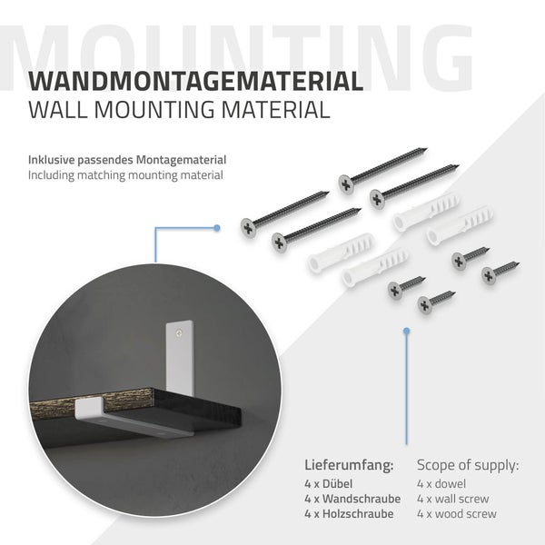 ML-Design 2 Stück Regalhalterung, 20x4x14 cm, Weiß, aus Metall, 8 Zoll Regalhalterungen, Industrielle Regalwinkel, Regalträger für Wandmontage, 90 Grad Wandhalterung, L-Form Wandregal, inkl. Schrauben