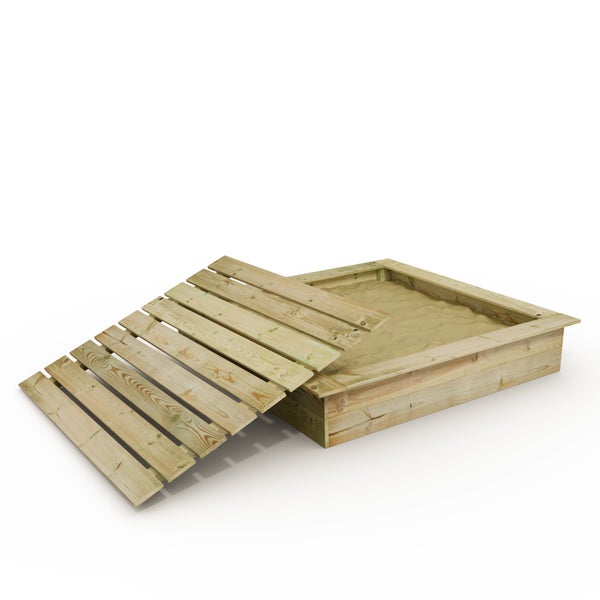 WICKEY King Kong 165 x 165 cm Sandkasten mit Deckel Sandkiste mit Sitzbank Garten Kinder