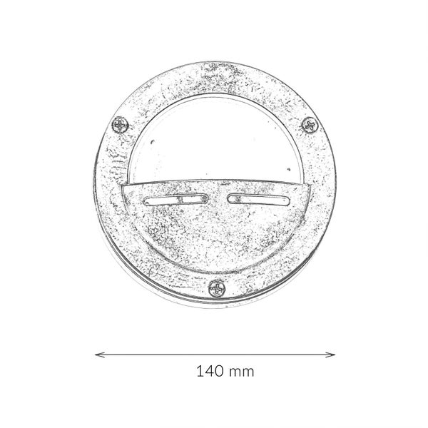 Abbildung eines runden Gehäuses mit den Maßen 140 mm.