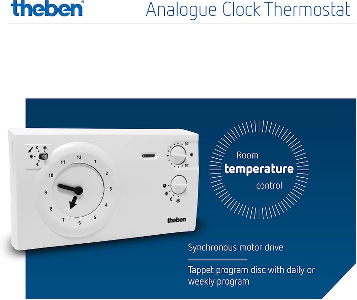 Theben 7220030 RAM 722 (Ramses) - analoges Uhrenthermostat mit Tages- und Wochenprogramm, Raumtemperaturregler, Raumregler, Thermostat