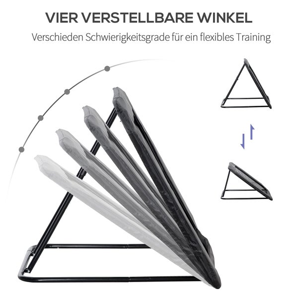 HOMCOM Fußball Rebounder, klappbar Kickback Tor, Verstellbar in 5 Stufen, 128 x 118 x 108-120 cm, Stahl, Schwarz