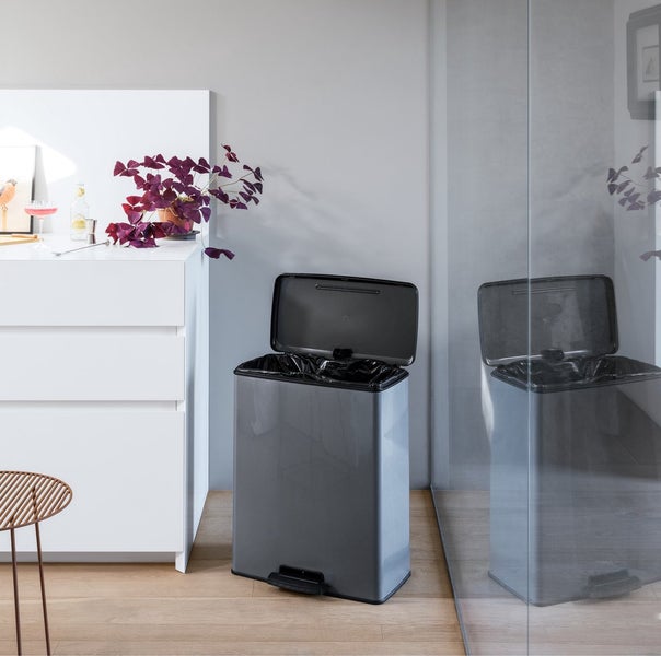 Curver Deco Bin Mülleimer - 65L- mit Pedal - cool grey
