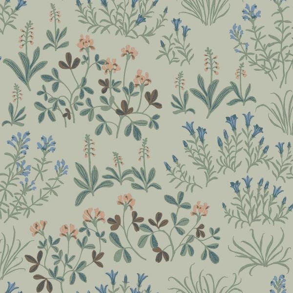 Borastapeter Tapete Feldblumen Graugrün - 53 cm x 10.05 m - 662554