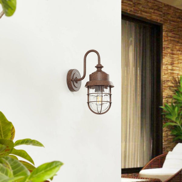 Lindby Wandleuchte außen (Laterne) Adalie (spritzwassergeschützt (Landhaus, Vintage Rustikal) in Braun aus Metall (1 flammig E27) - Außenwandleuchten Wandlampe Led Außenlampe Outdoor