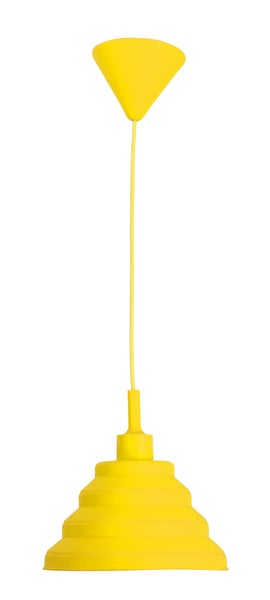 Gelbe Hängelampe mit gestuftem Lampenschirm