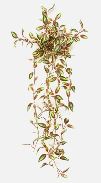 Künstliche Monstera Pflanze im schwarzen Kunststofftopf mit großen grünen Blättern und charakteristischen Löchern sowie mehreren Stämmen.
