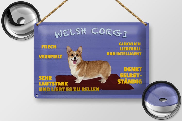 Blechschild Spruch 30x20cm Welsh Corgi Hund frech verspielt